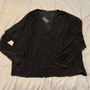 Express pleated shoulder long sleeved top, black, size L NWT!